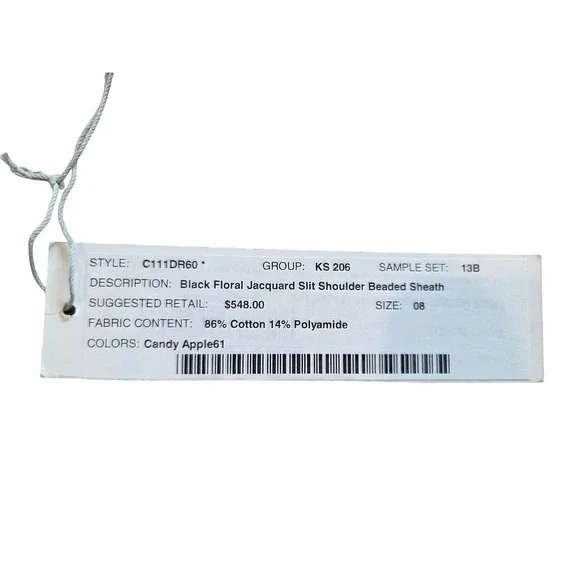 Worth Black Floral Jacquard Slit Shoulder Beaded Sheath Dress - NWT Retail $545 - Picture 4 of 4